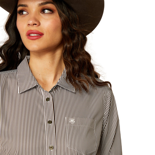10052979 Ariat Women's Kirby Pro Shirt-Relic/White Stripe