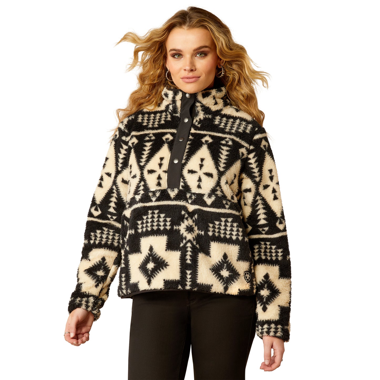 10053010 Ariat Women's Berber Snap Front Sweatshirt Winslow Southwest Print