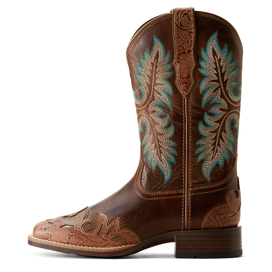 10053620 Ariat Women's Bryce Canyon Floral Embossed Tan/Sassy Brown