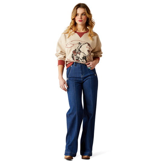 10053885 Ariat Women's Roughstock Oversized Crew Sweatshirt