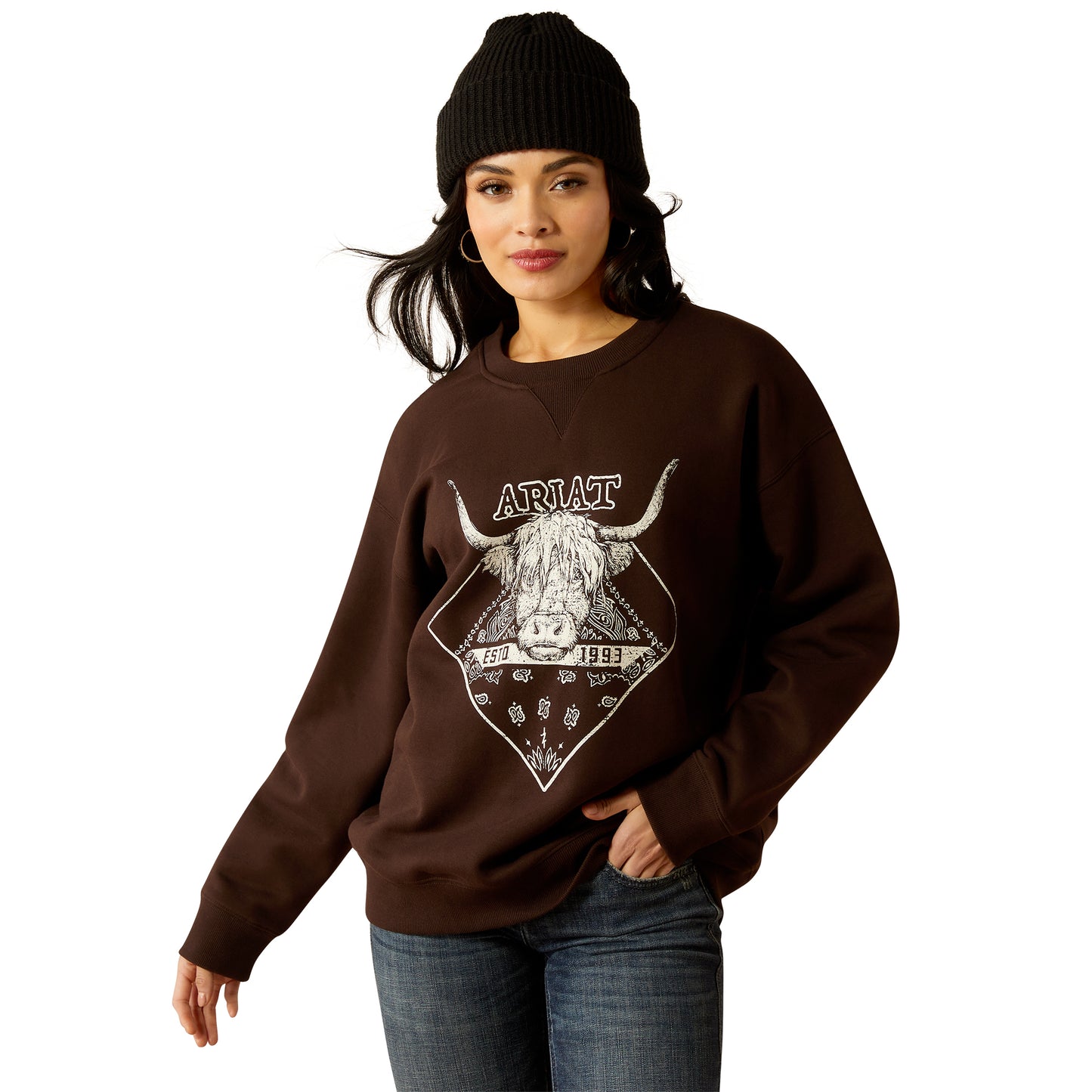 10053960 Ariat Women's Taurus Oversized Crew Sweatshirt