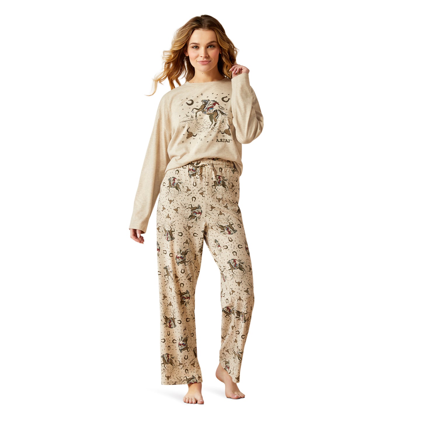 10054011 Ariat Women's Dreams Pajama Set Cowgirl Print