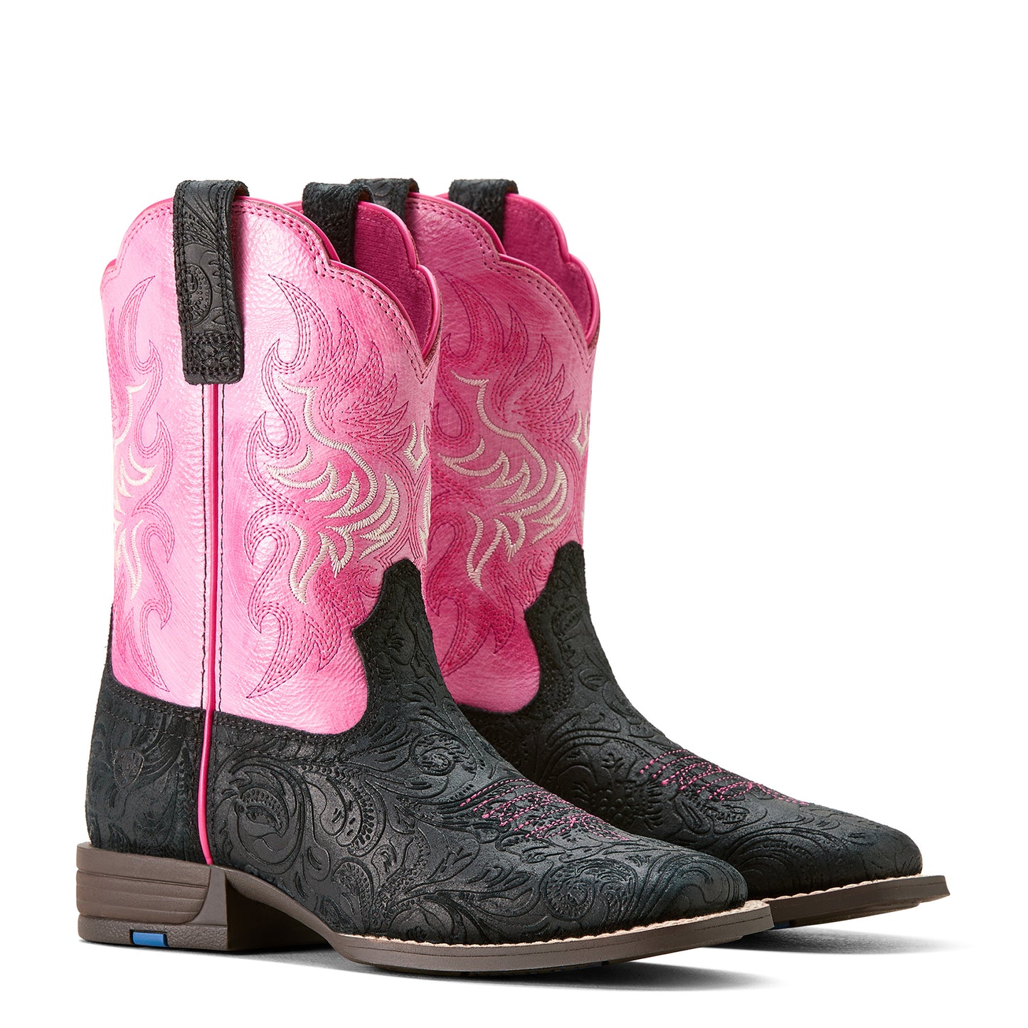 10053622 Ariat Kid's Outrider Black Floral Emboss/Painted Peony