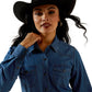 10065864 Ariat Women’s Shirt ‘True Blue’ Snap Button Long Sleeve Vintage Indigo