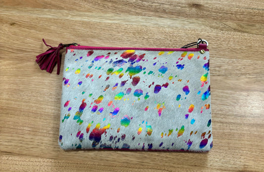 B70030PNK London Multi Foil Hairon & Pink Leather