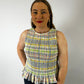 LJC5412 LJC Alma Cotton Shirred Top - Blue Plaid