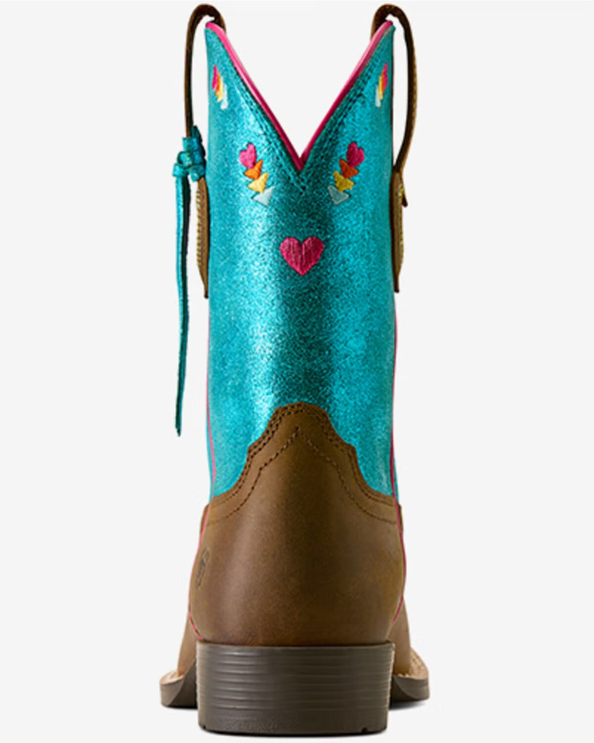 10080277 Ariat Kids Rodeo Love WST Distressed Brown/ Aqua Dazzle