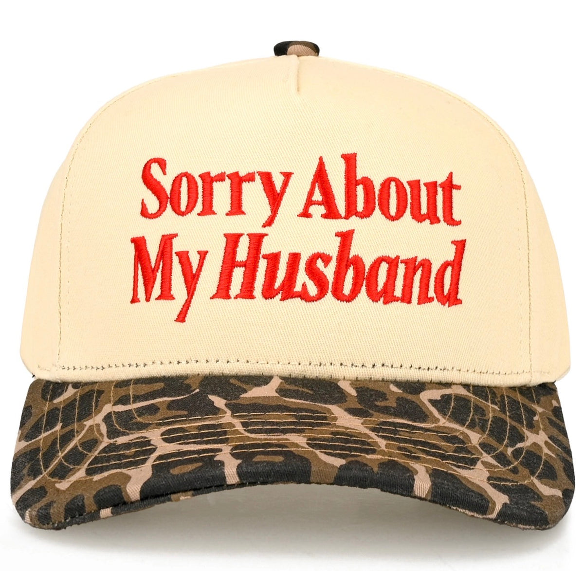 TCM0153LEOP Sorry about my Husband  Embroidered Trucker Cap