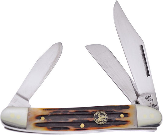 FWT283RMS  Pocket Knife Frost Whitetail Cuttin Horse Bone SS 3.75