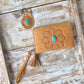 34588 Gypsy Zip Round Wallet- Tan Turquoise Stone