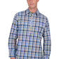 H5S1126185 Hard Slog Men's Gibson 1/2 PLKT LS Shirt  Blue/ Tan