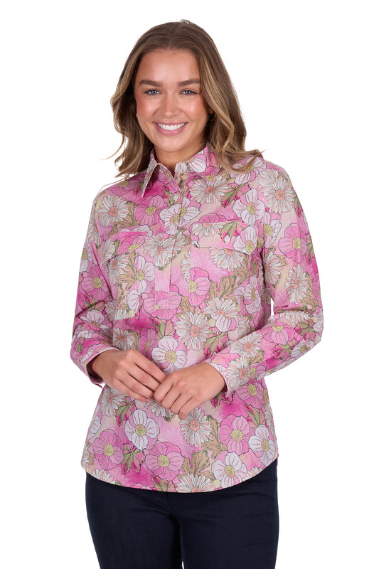 H5S2101125 Hard Slog Women's Etta 1/2 Placket LS Shirt