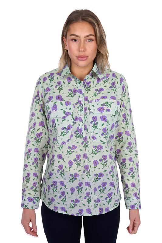 H5S2101156 Hard Slog Women's Lynn 1/2 Placket LS Shirt