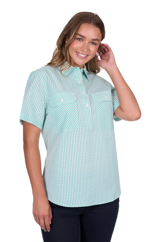 H5S2102150 Hard Slog Women's Grace 1/2 Placket SS Shirt Mint