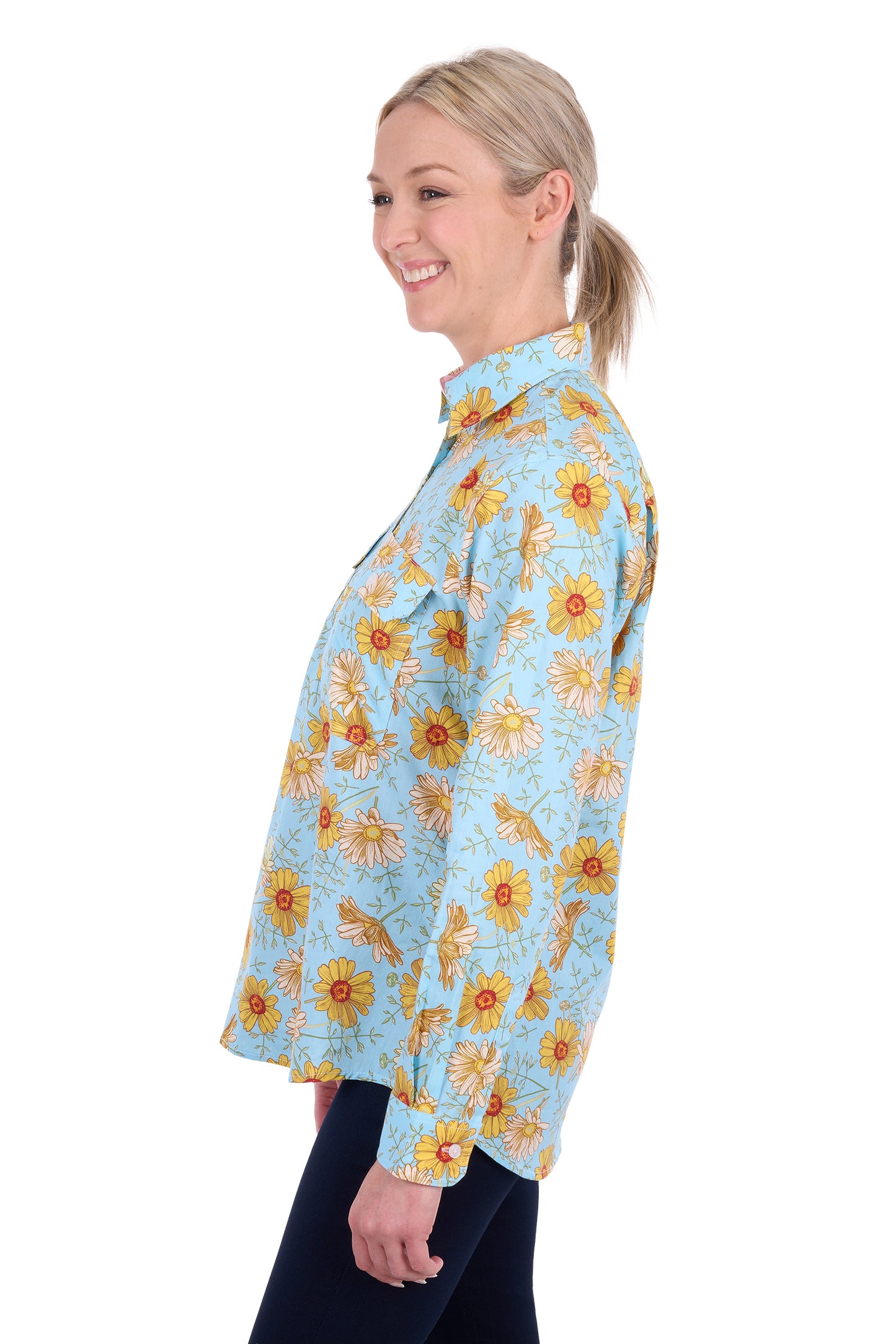 H6S2101137 Hard Slog Women's Sunday 1/2 PLKT LS Shit Blue/Yellow