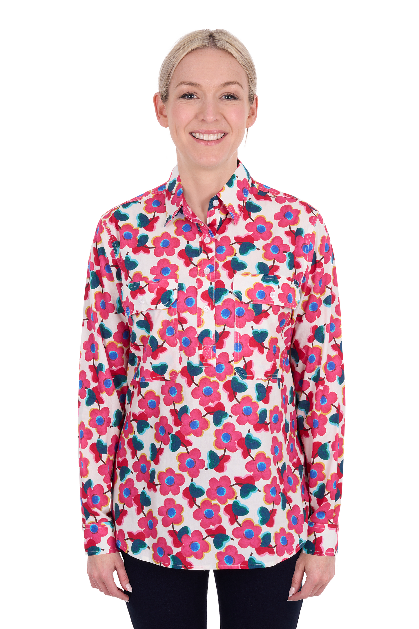 H6S2101160 Hard Slog Women's Lorri 1/2 PLKT LS Shit Pink Multi