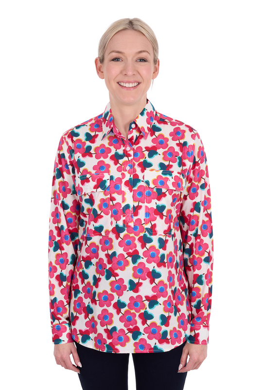H6S2101160 Hard Slog Women's Lorri 1/2 PLKT LS Shit Pink Multi