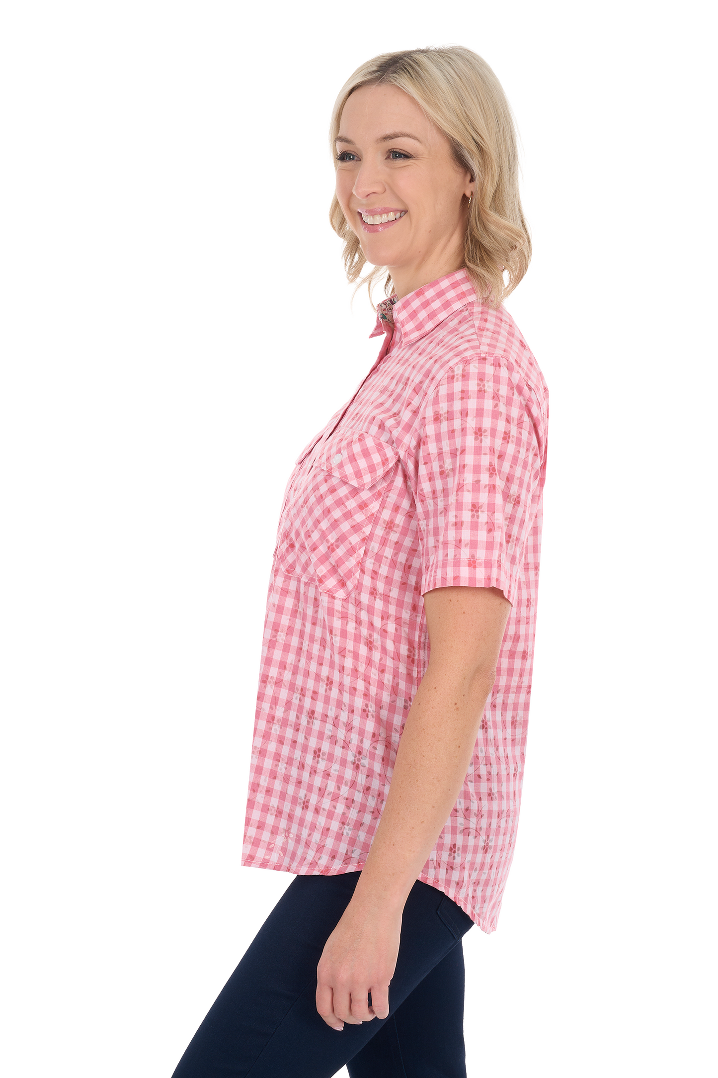 H6S2102128 Hard Slog Raquel 1/2 PLKT SS Shirt Rose Pink