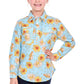 H6S7101137 Hard Slog Kid's Sunday 1/2 PLKT LS Shirt Blue/Yellow