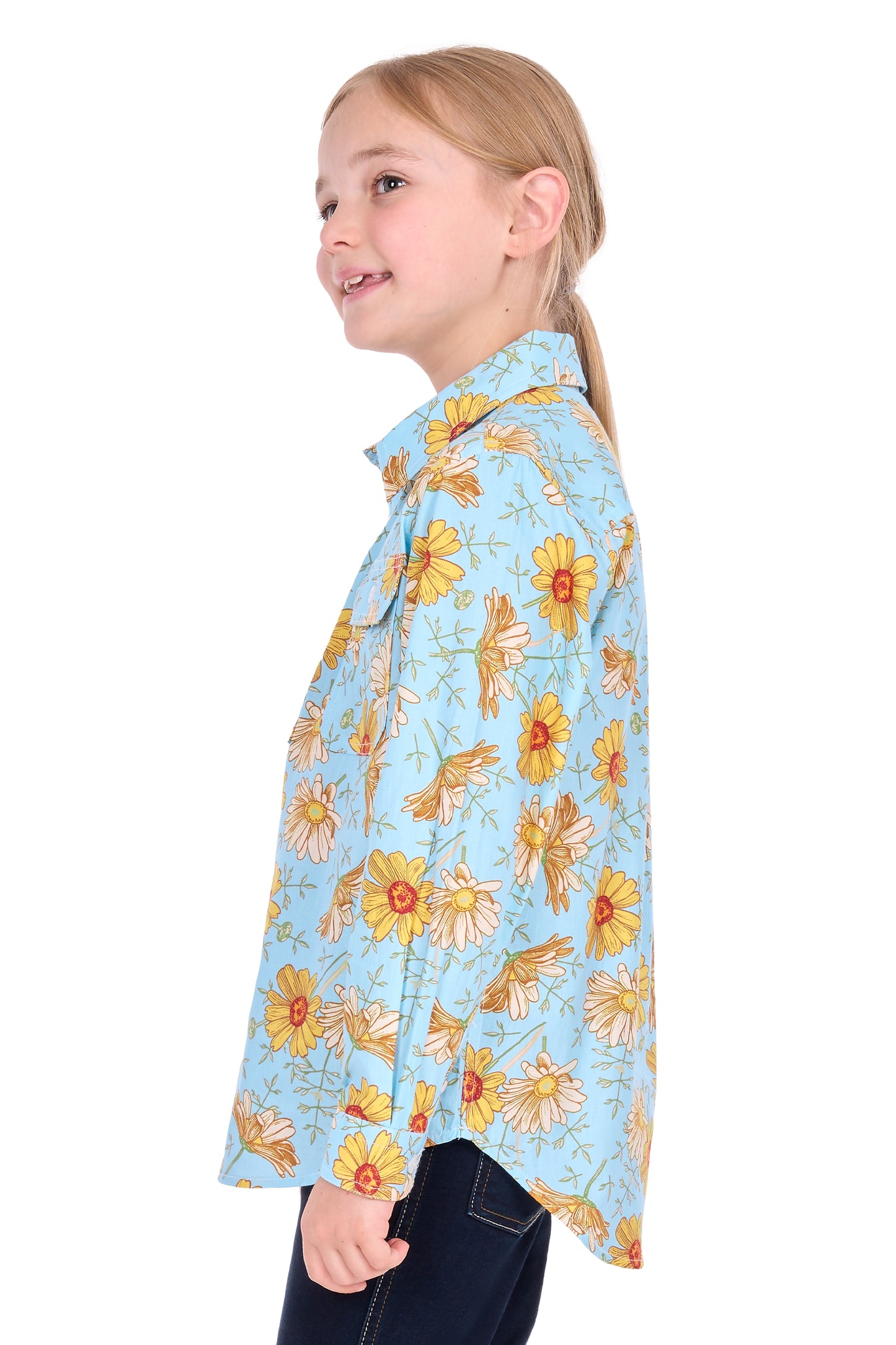 H6S7101137 Hard Slog Kid's Sunday 1/2 PLKT LS Shirt Blue/Yellow
