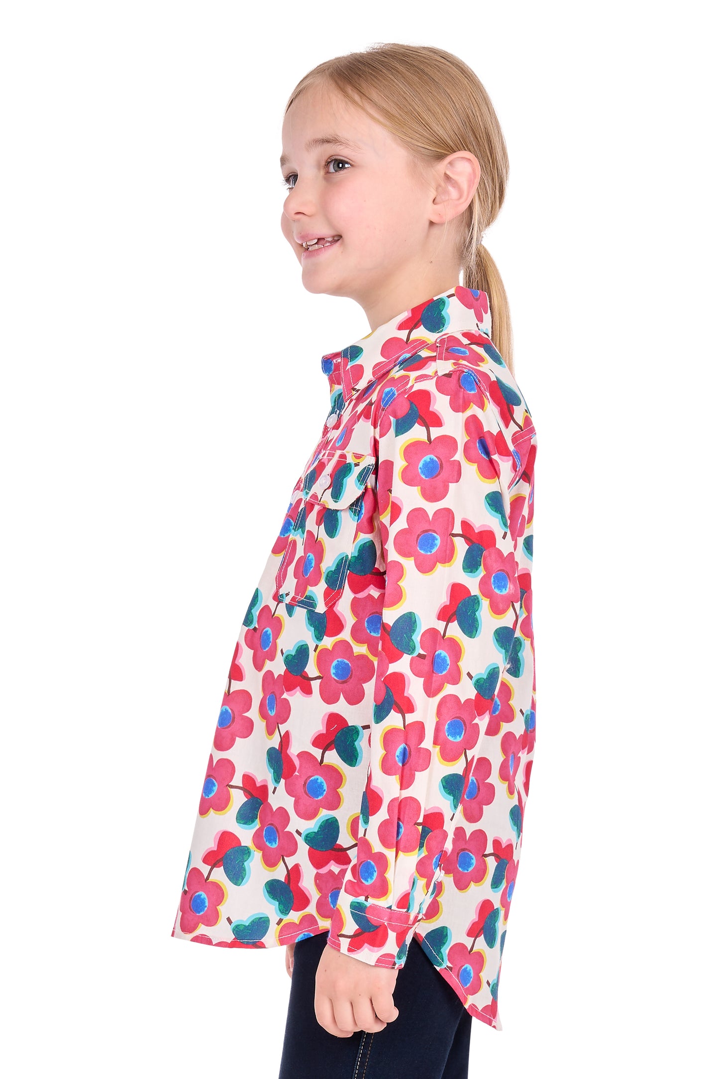 H6S7101160 Hard Slog Kid's Lorri 1/2 PLKT LS Shirt Pink/Multi