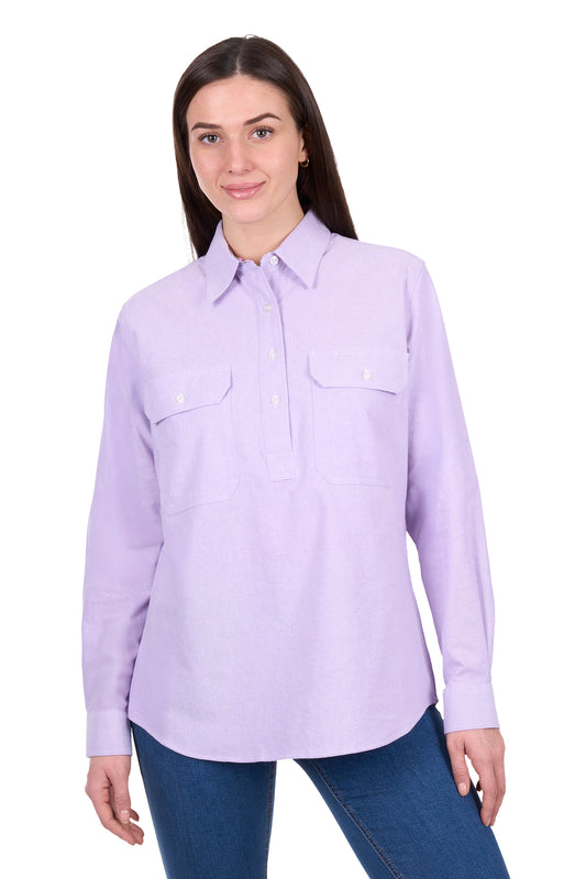 H6W2101176 Hard Slog Women's Ginny 1/2 PLKT LS Shirt Lavender