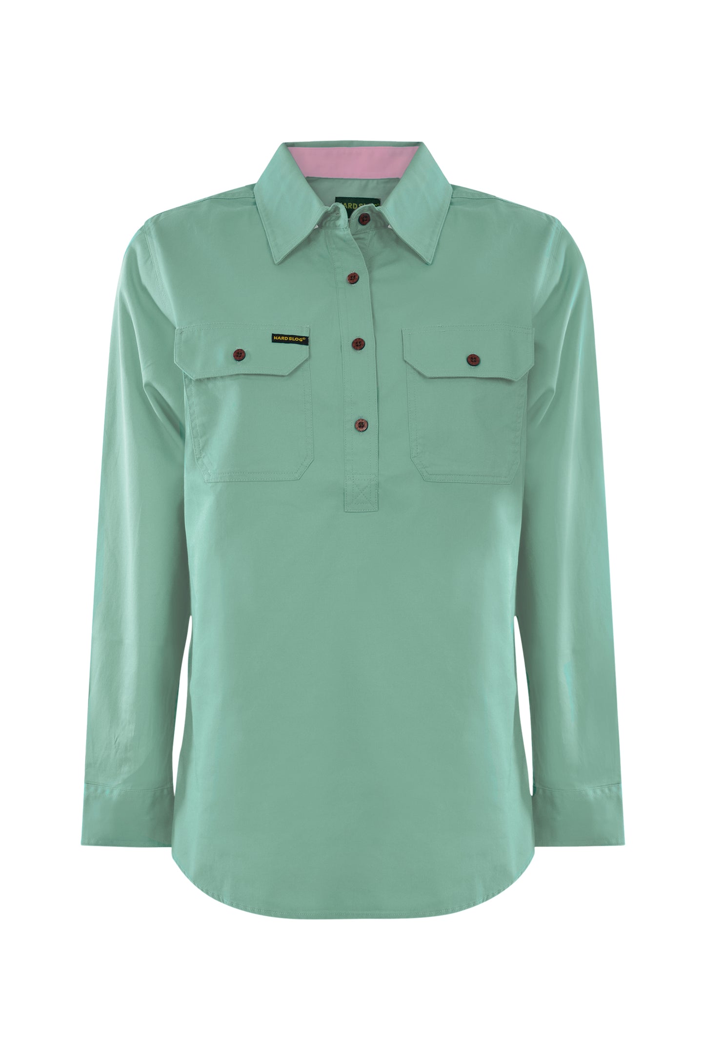 HCP2105002 Hard Slog Women's Light Cotton LS Shirt 1/2 Button Sage