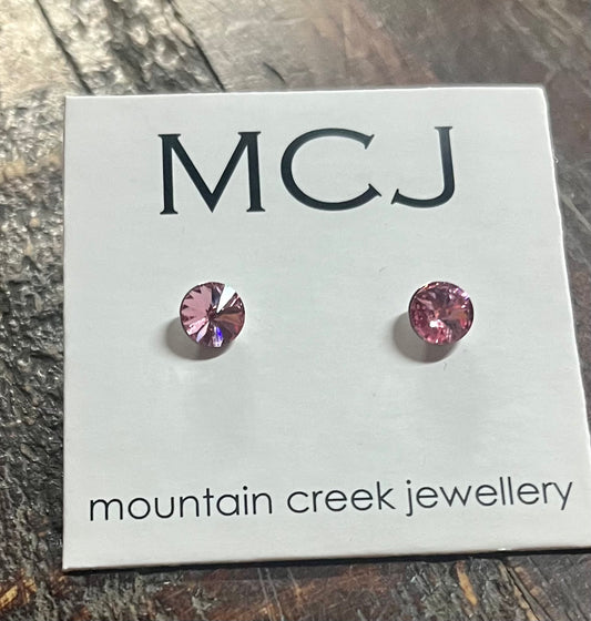 ESW0011 MCJ  Swarovski Crystal Pink Stud Earrings