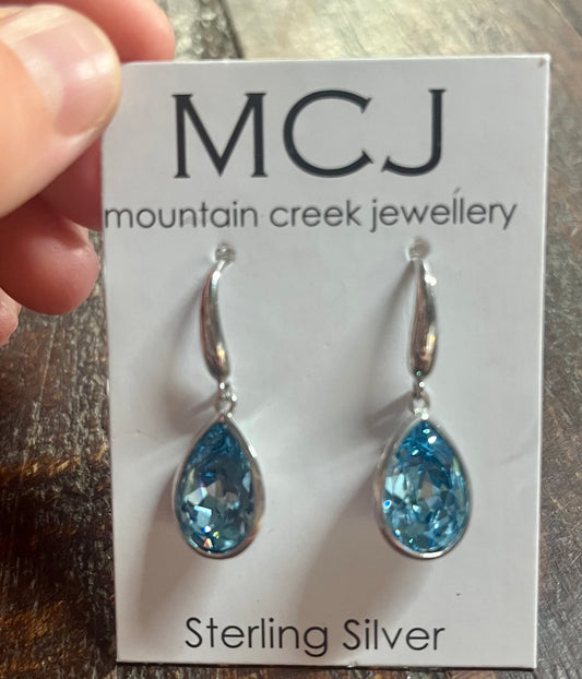 ESW0026 MCJ Swarovski Crystal Turquoise Dangle Earrings