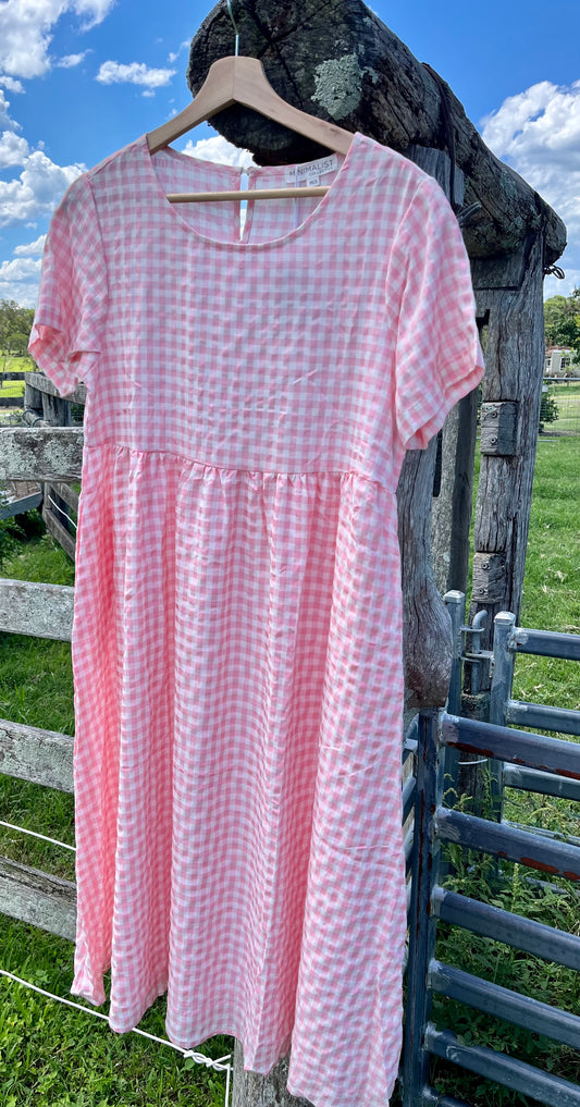 MMC035 Pink Gingham Dress