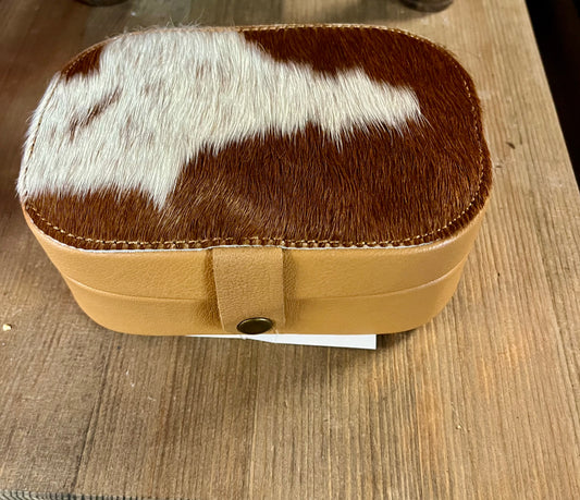 22380JB-03TAN Cowhide Travel Jewellery Box