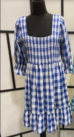 JG4420 Florence Navy Gingham Dress