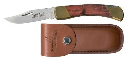 LB7 Pocket Knife Bear Paw Single Blade Lockback With Leather Sheath