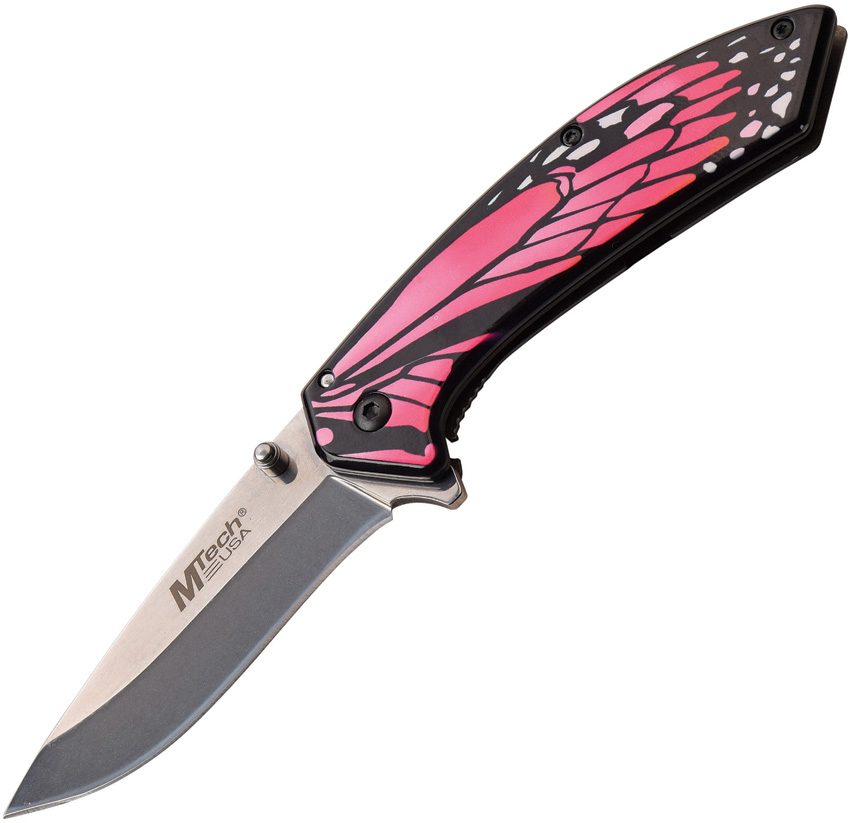 MTA1005PK Pocket Knife Butterfly Framelock Pink 4.38'' Closed