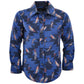 P1S5102480 Pure Western Girl's Blue LS Feathered Shirt