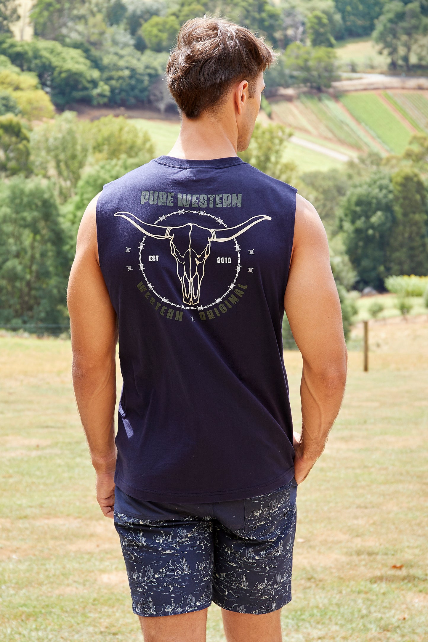 P4S1510964 Pure Western Men's Fred Muscle Tank