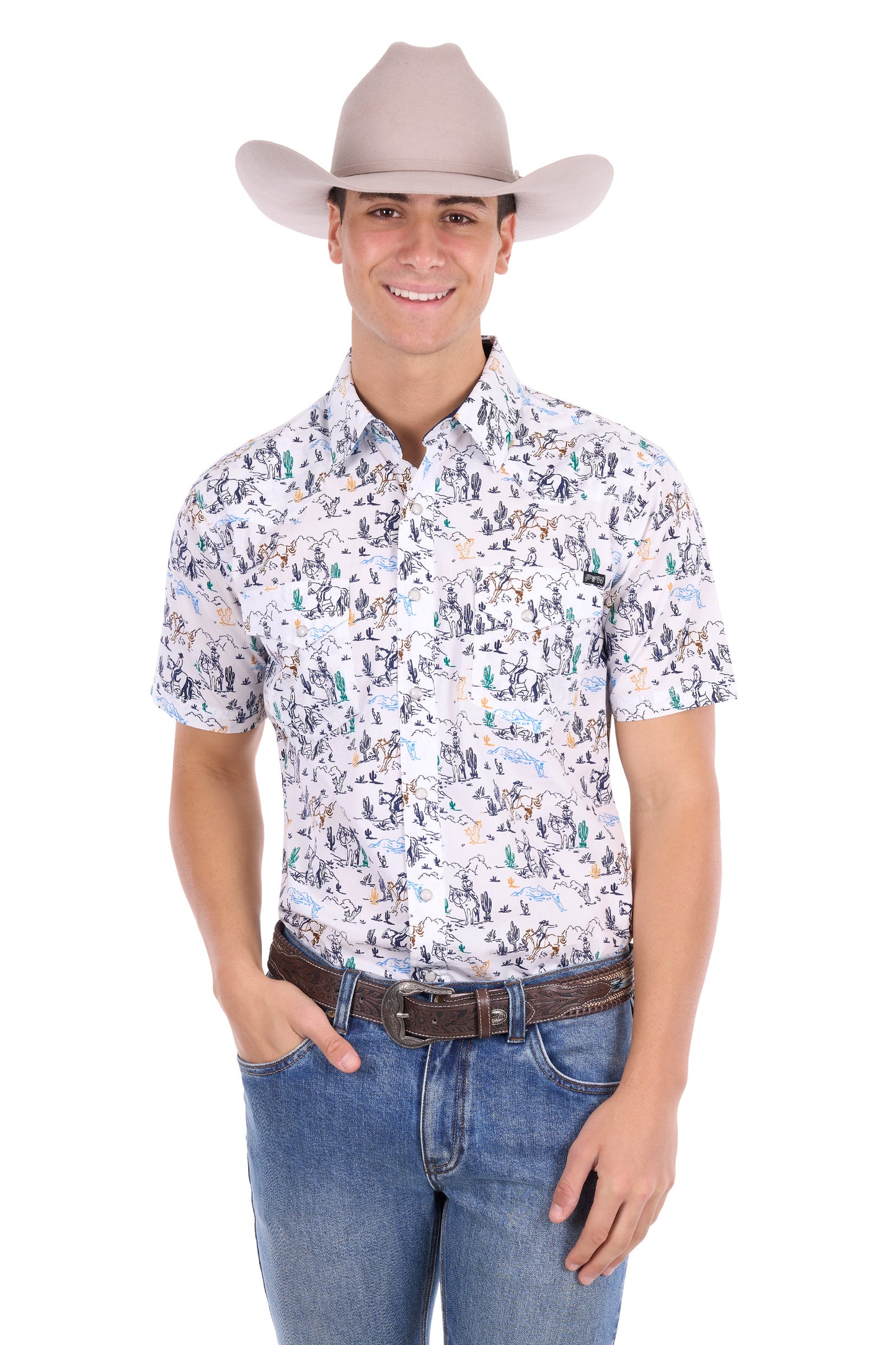 P6S1102306 Pure Western Men's Mike SS Shirt Multi