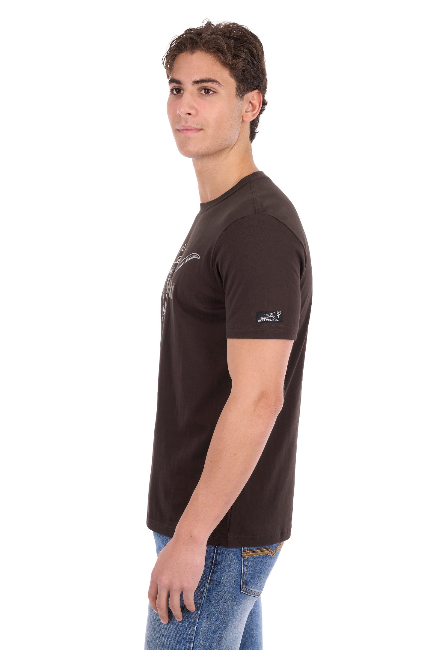 P6S1503313 Pure Western Men's Tony SS Tee Chocolate