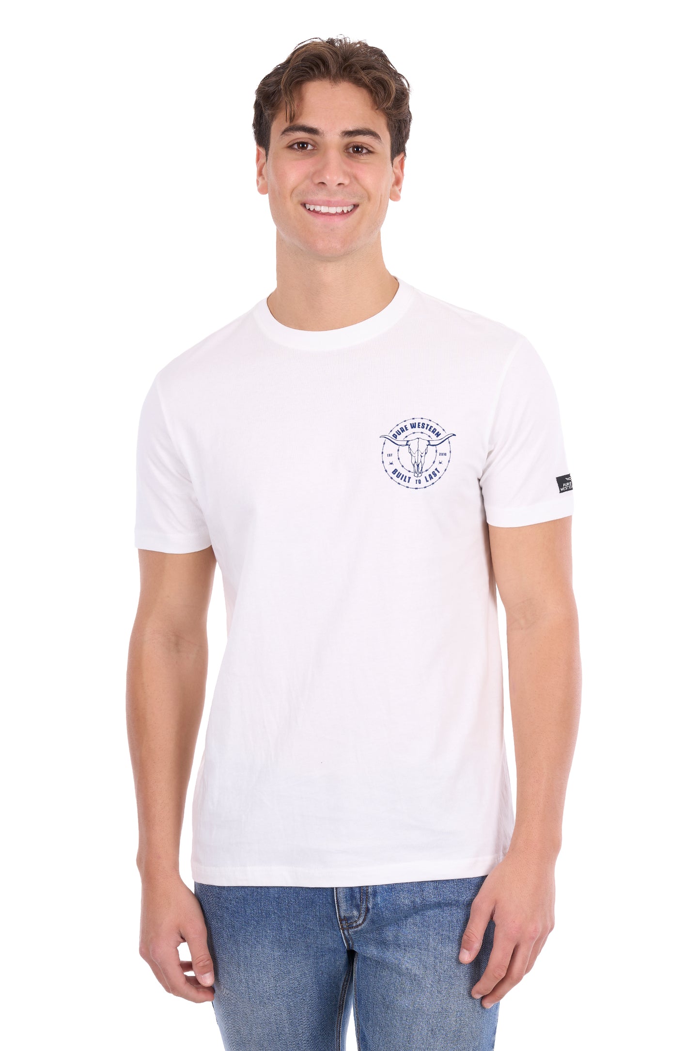 P6S1503314 Pure Western Men's Walker SS Tee Off White