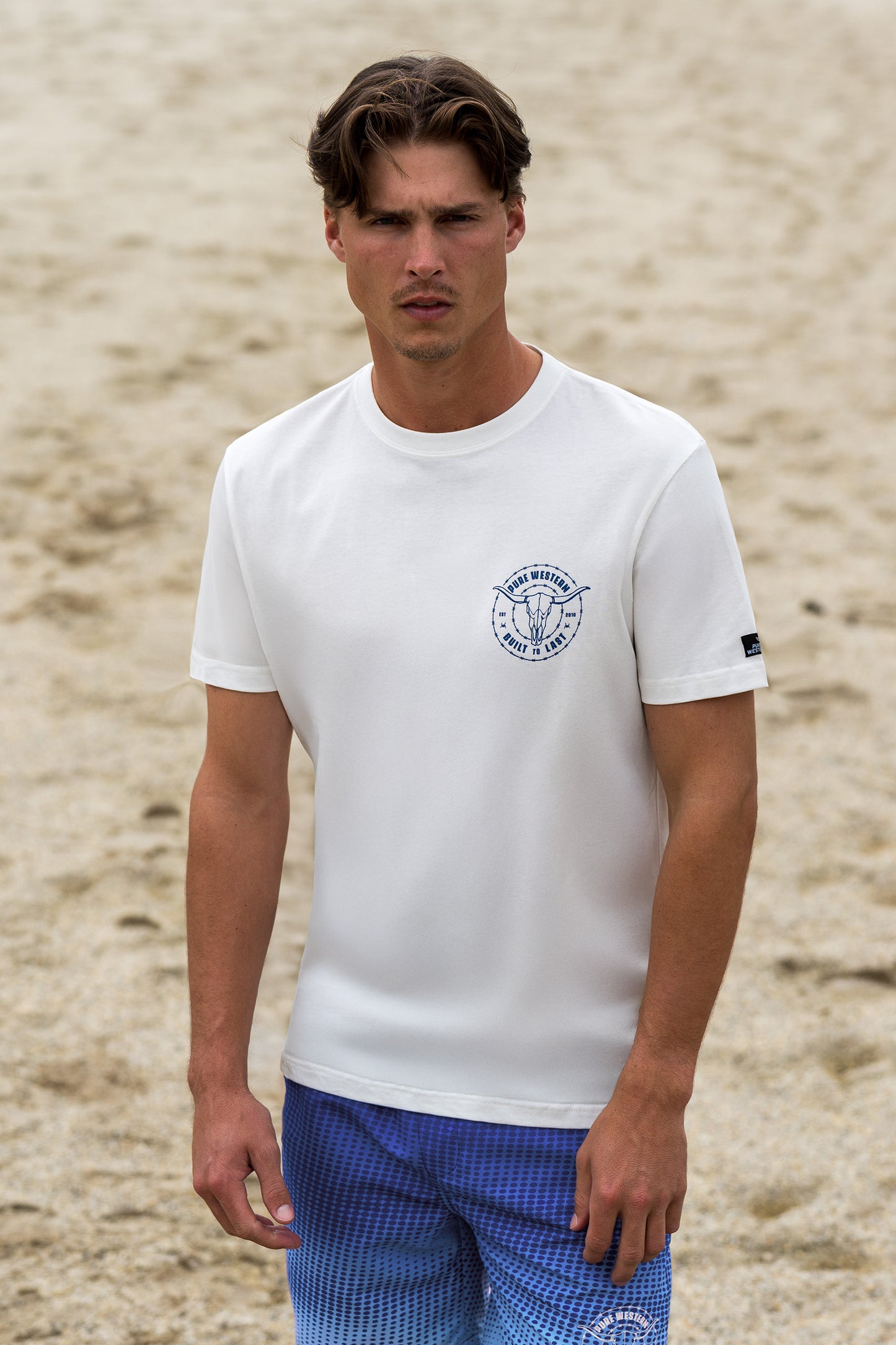 P6S1503314 Pure Western Men's Walker SS Tee Off White