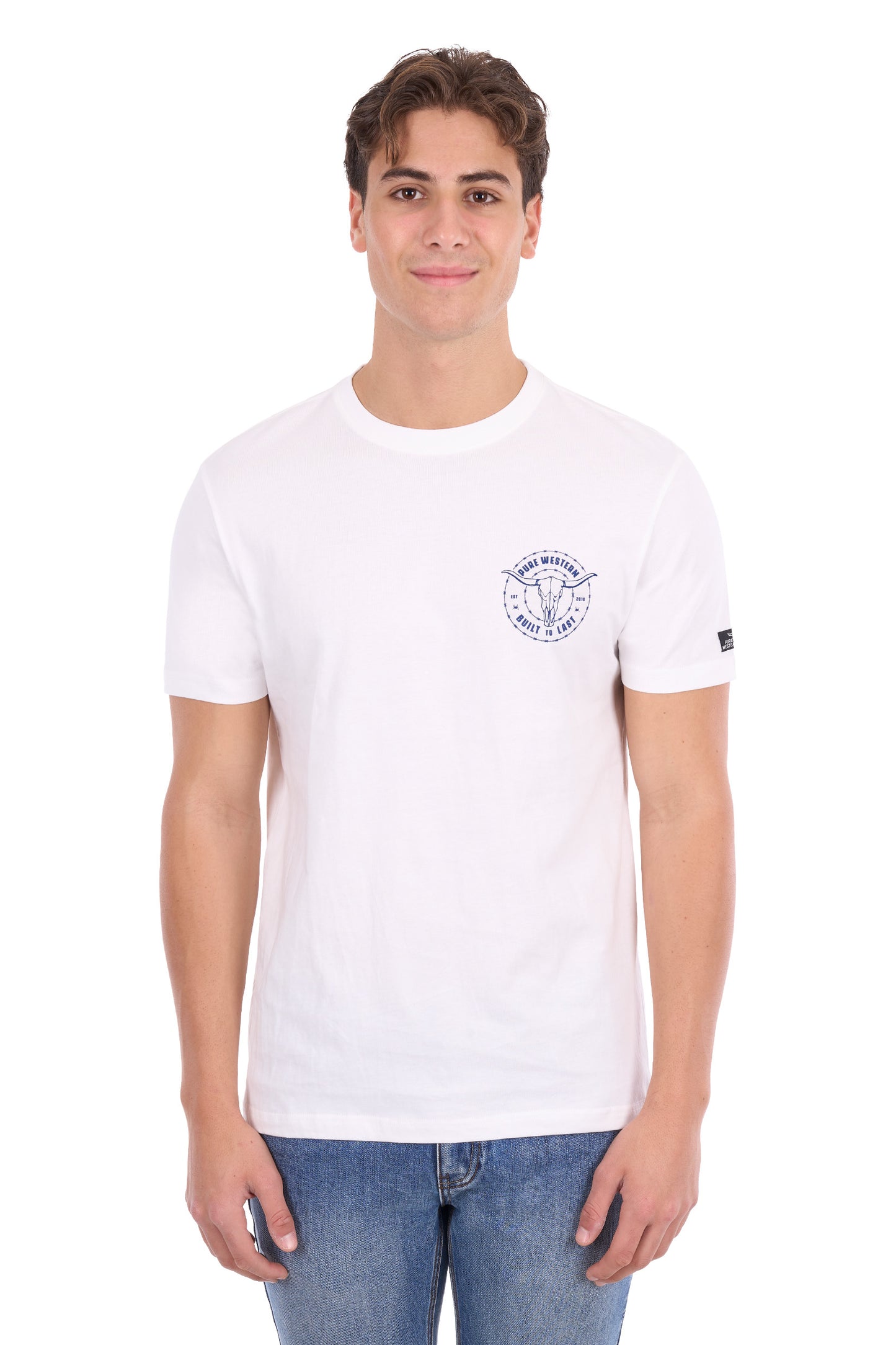 P6S1503314 Pure Western Men's Walker SS Tee Off White