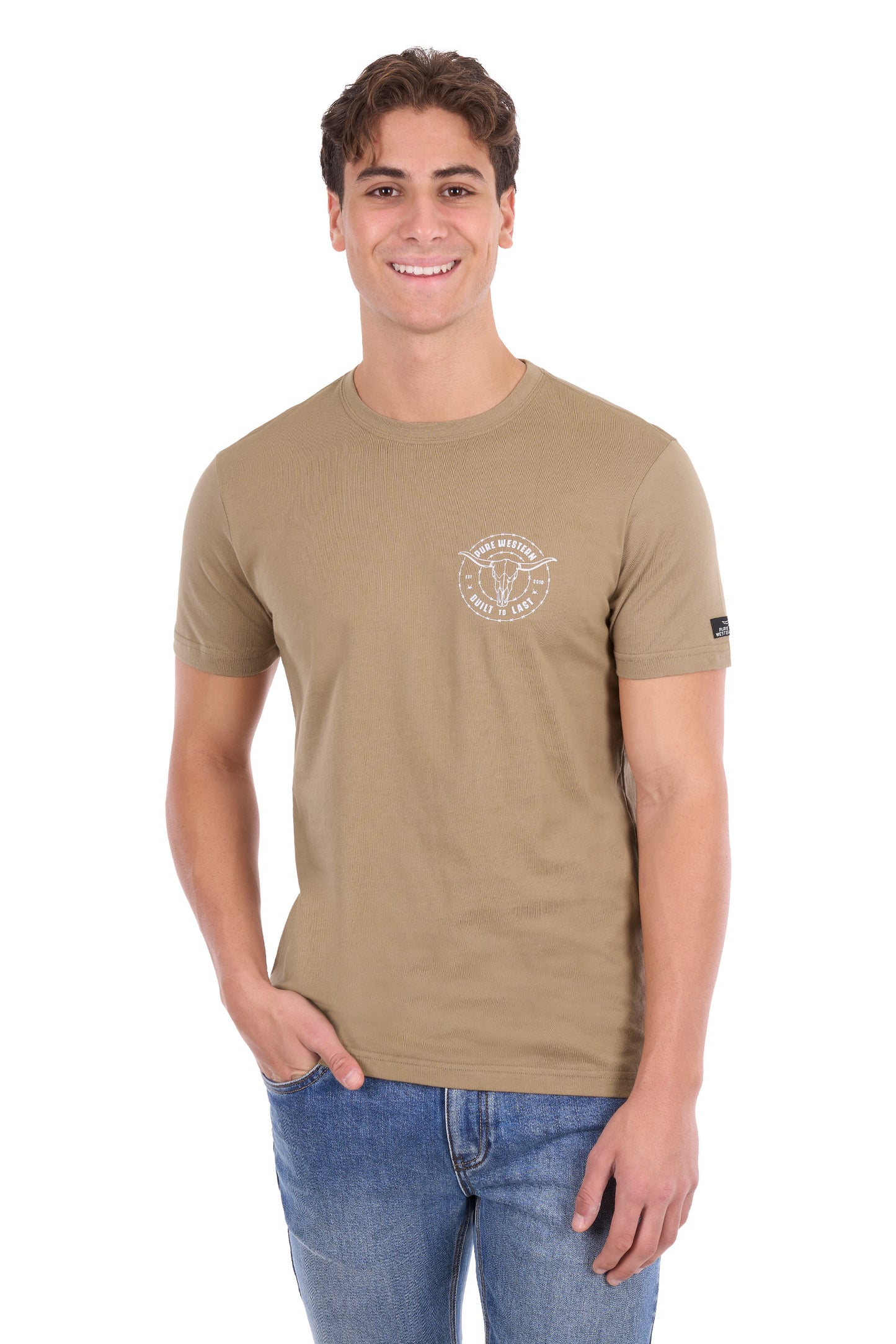 P6S1503314 Pure Western Men's Walker SS Tee Sand