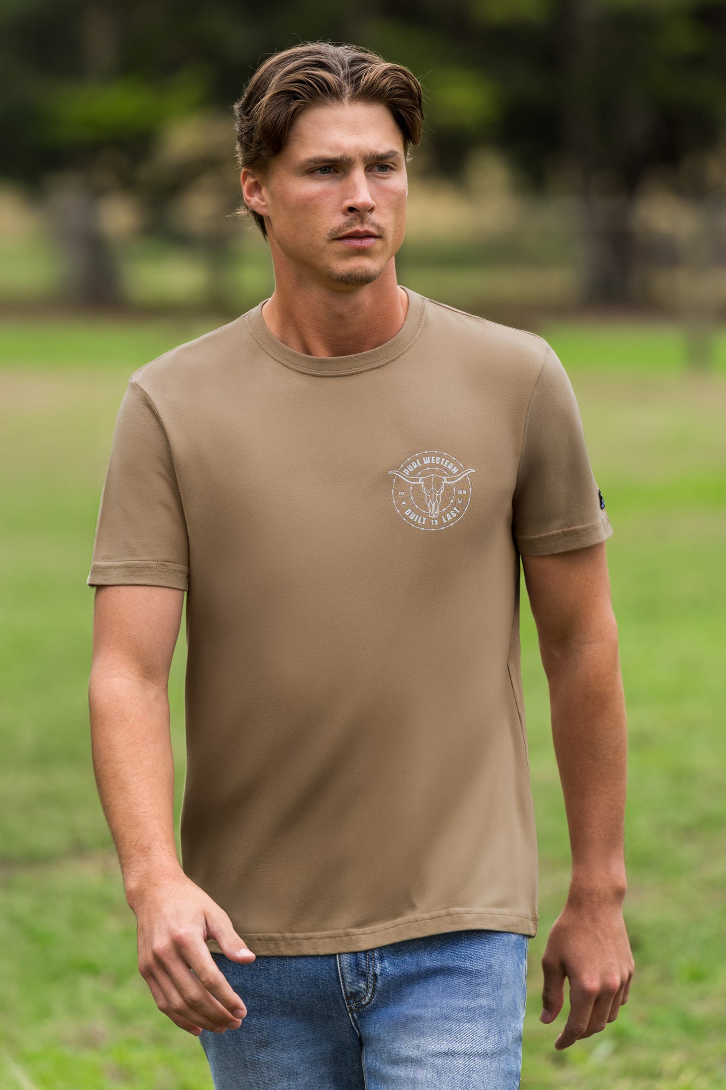 P6S1503314 Pure Western Men's Walker SS Tee Sand