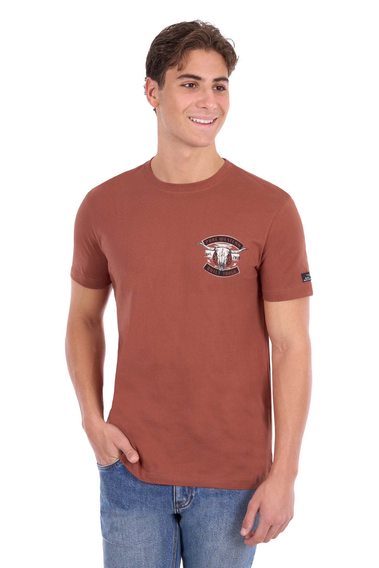 P6S1503316 Pure Western Men's Joey SS Tee Rust
