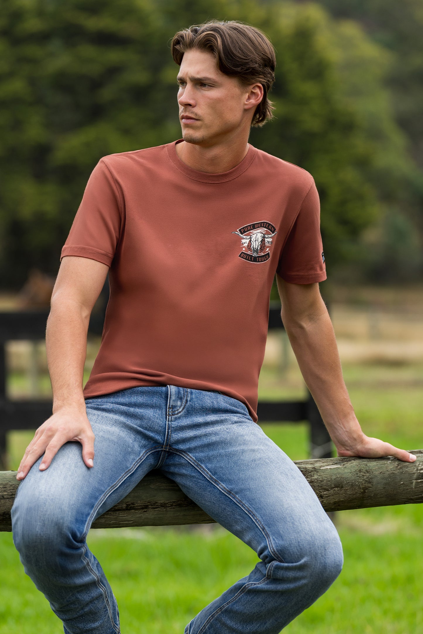 P6S1503316 Pure Western Men's Joey SS Tee Rust