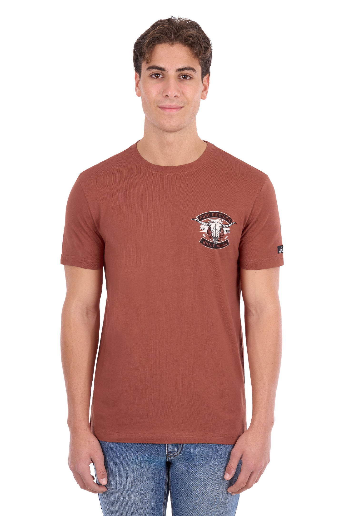 P6S1503316 Pure Western Men's Joey SS Tee Rust