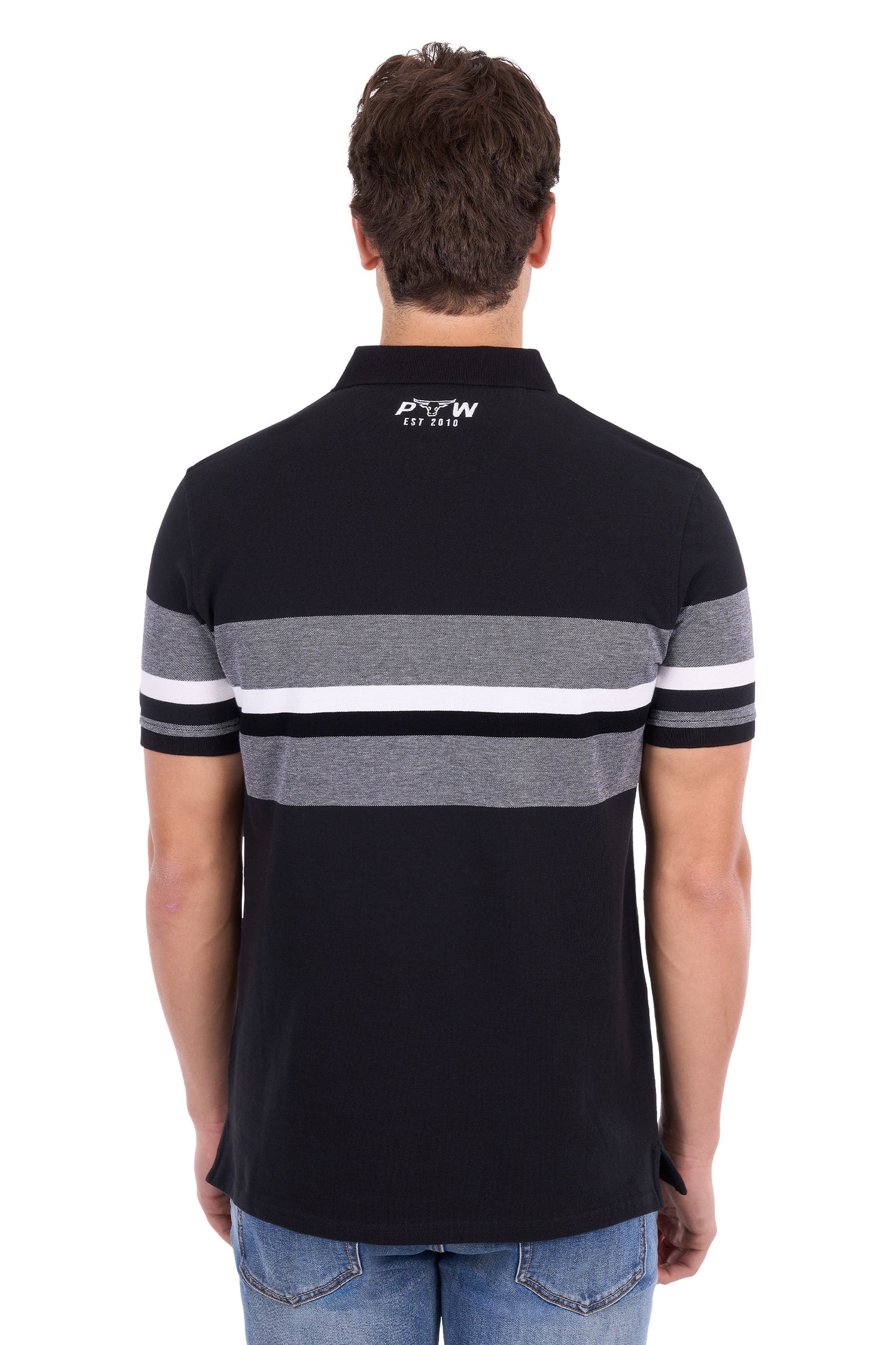 P6S1505321 Pure Western Men's Brett SS Polo Black/White