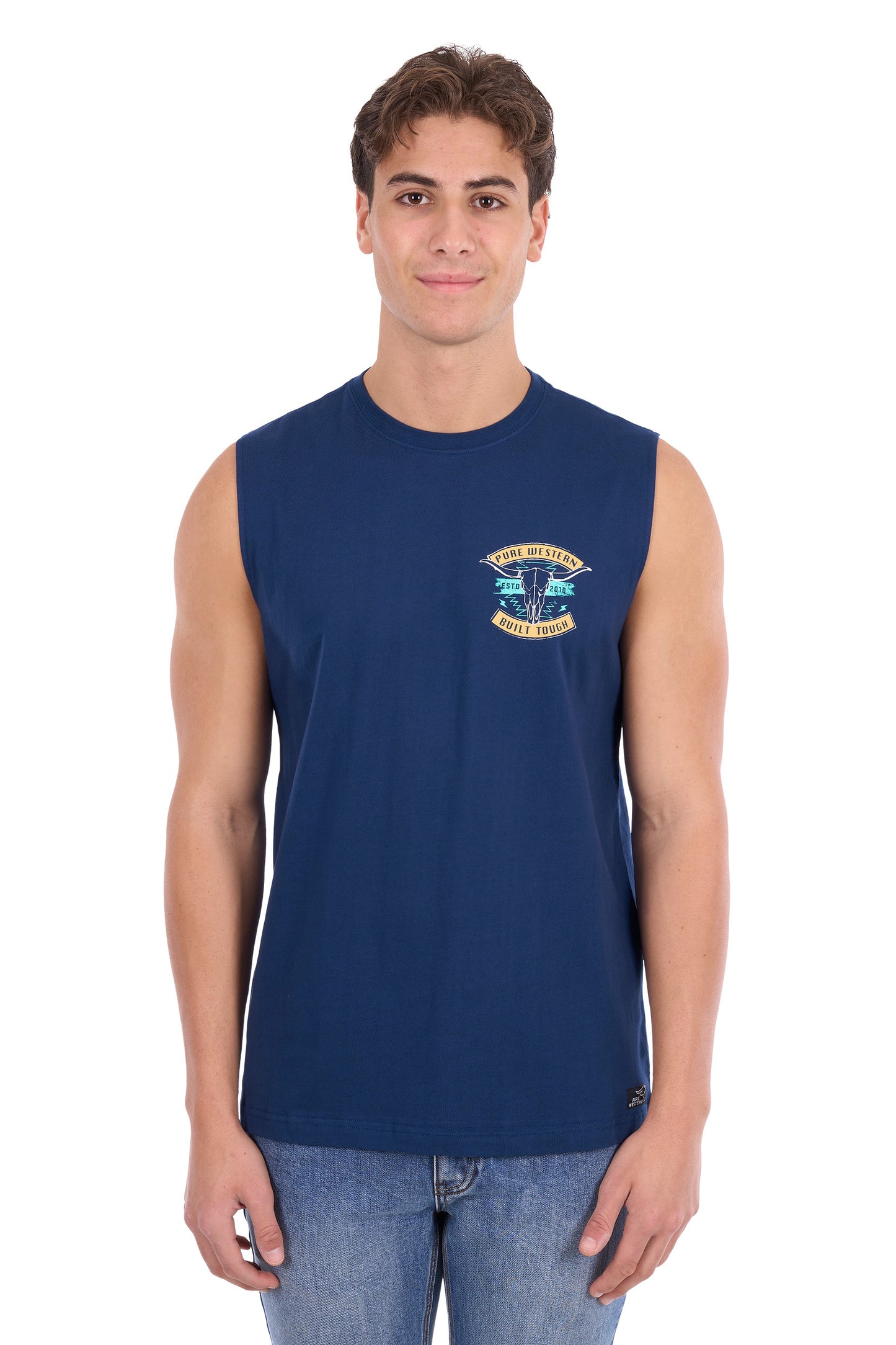 P6S1510319 Pure Western Men's Dale Muscle Tank Navy