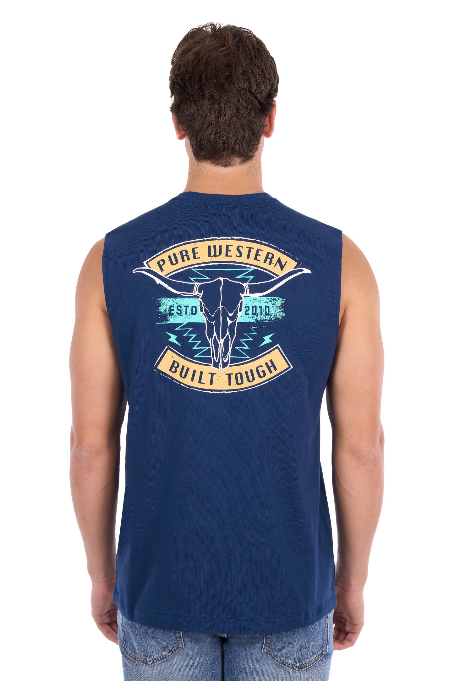 P6S1510319 Pure Western Men's Dale Muscle Tank Navy