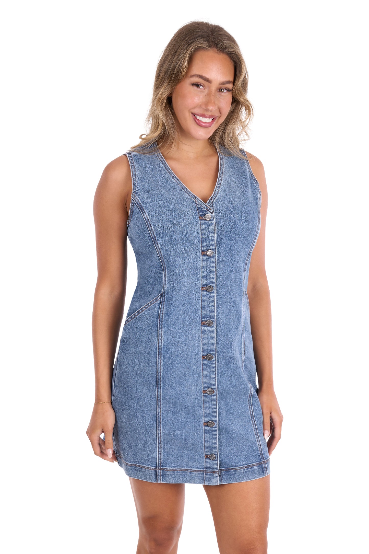 P6S2412268 Pure Western Women's Natasha Sleeveless Denim Dress